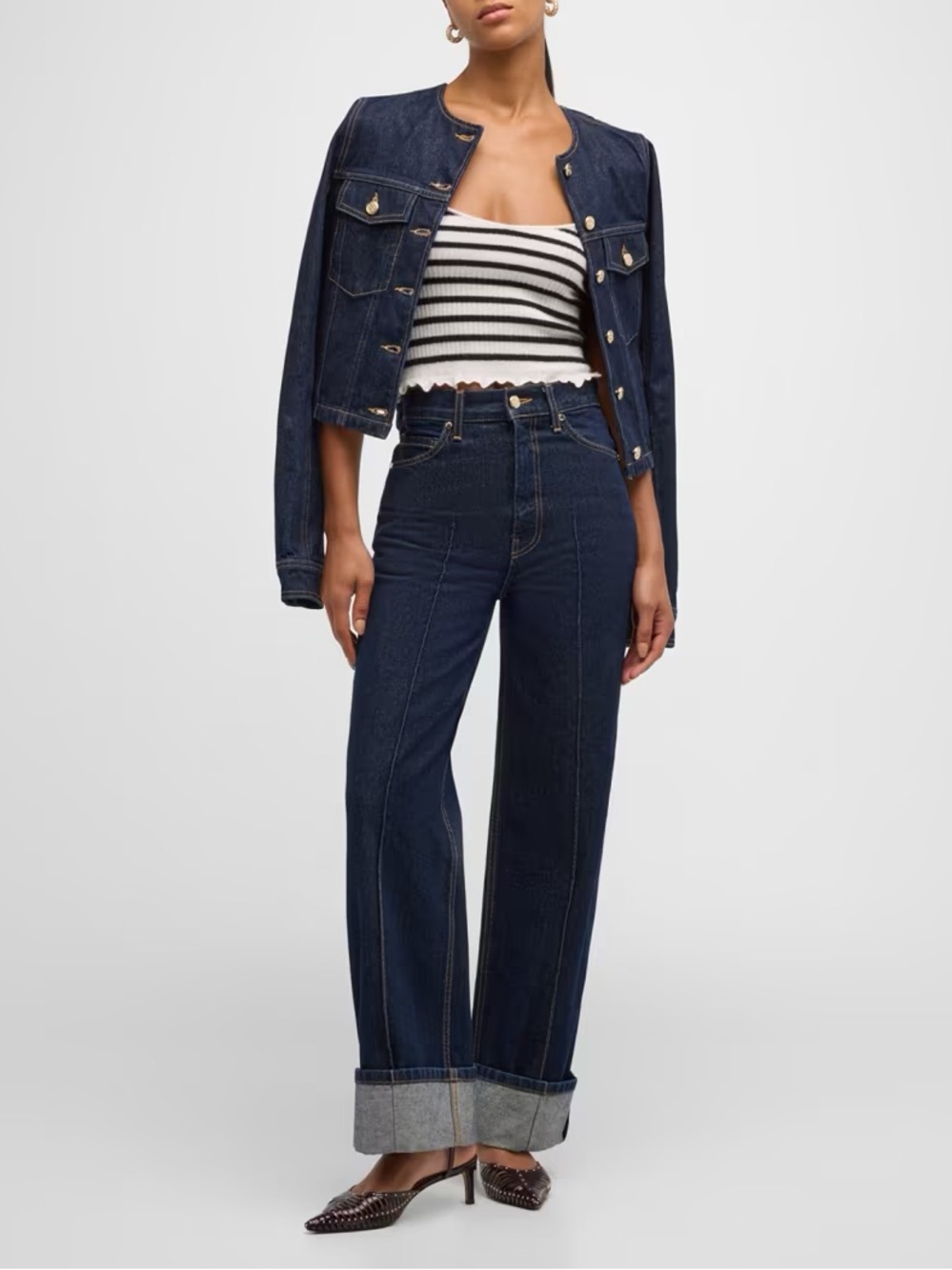 Ulla Johnson The Genevieve Topstitch Nonstretch Jeans Tigris Rigid Wash 31